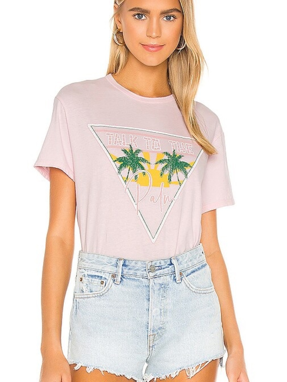 Show Me Your MuMu Light Pink Palm Graphic Tee